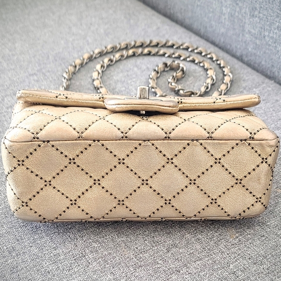 **SOLD** Chanel Mini Classic Flap in Metalic Gold and Silver Hardware - Picture 7 of 9